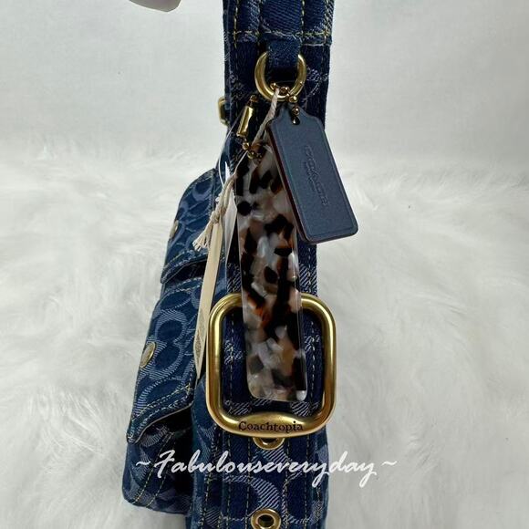 Coach Coachtopia Cargo Shoulder Bag In Signature Denim CCX90 Rainbow NWT - Picture 6 of 12